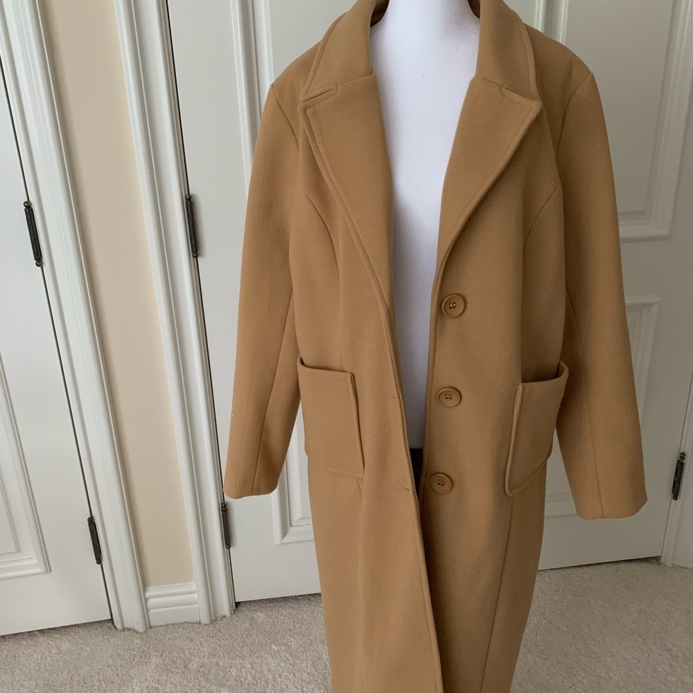 Faux Camel hair 3/4 length pea coat